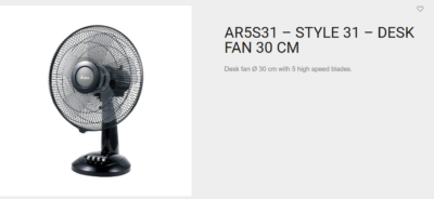 ARDES - Bureau ventilator 30 CM 5 BLADES_ 40W - art. AR5S31
