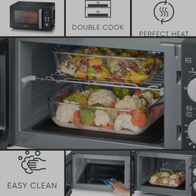 SEVERIN - Magnetron met glazen voet en grillfunctie, ca. 25l, ca. 900 W, grill ca. 1.000 W, LED-display -2 niveau's verwarmen - art. MW7763