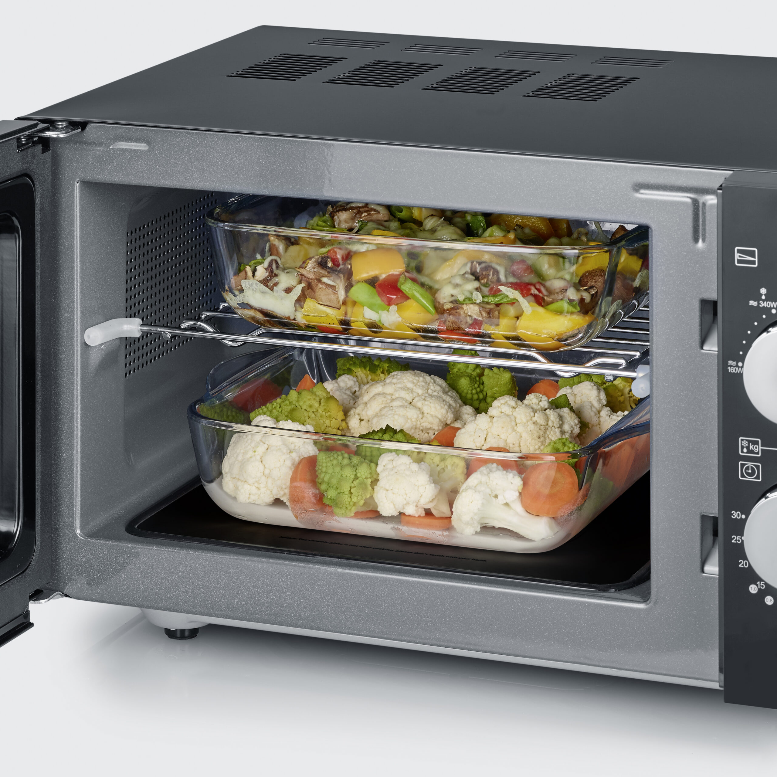 SEVERIN - Magnetron met glazen voet en grillfunctie, ca. 25l, ca. 900 W, grill ca. 1.000 W, LED-display -2 niveau's verwarmen - art. MW7763 - Afbeelding 2