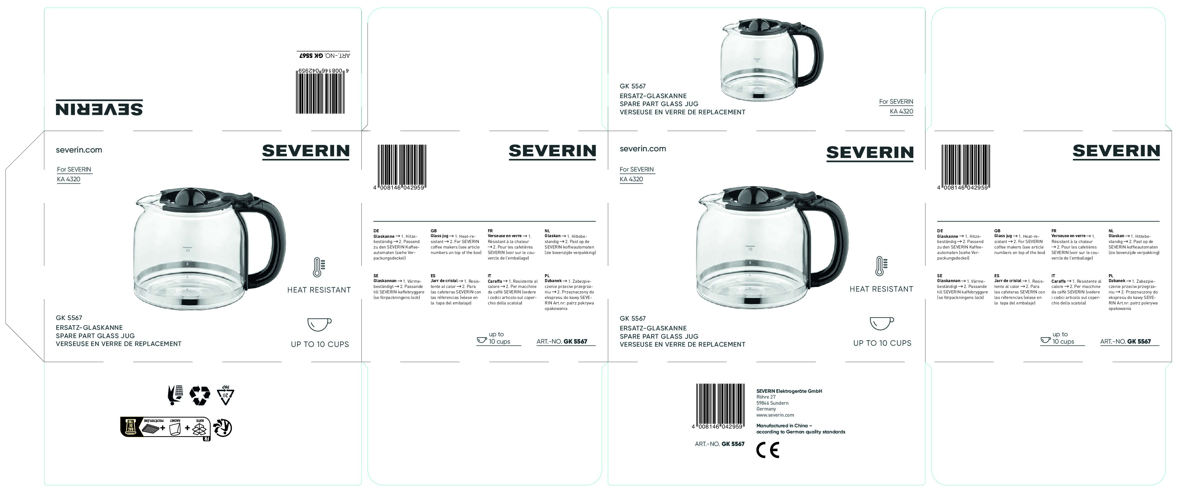 SEVERIN - Glazen kan voor KA 4478 - art. GK5493